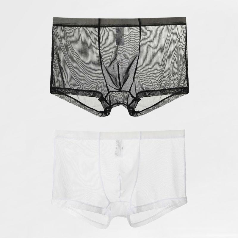Heren Ice Silk Mesh Vierkante Pijp Slip - Transparant, Sexy, Grote Maten