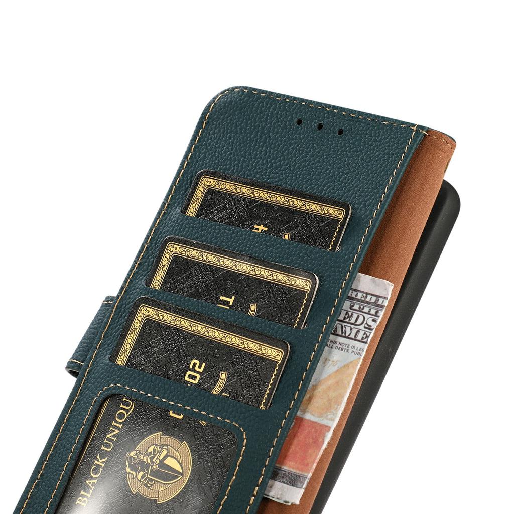 KHAZNEH for iPhone 17 Case Genuine Cow Leather RFID Blocking Wallet Phone Cover