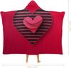 Stripes And Hearts Wearable Hooded Blanket, Ultra Soft Arctic Velvet Cape Cloak Unisex - Cozy Wearable Blanket