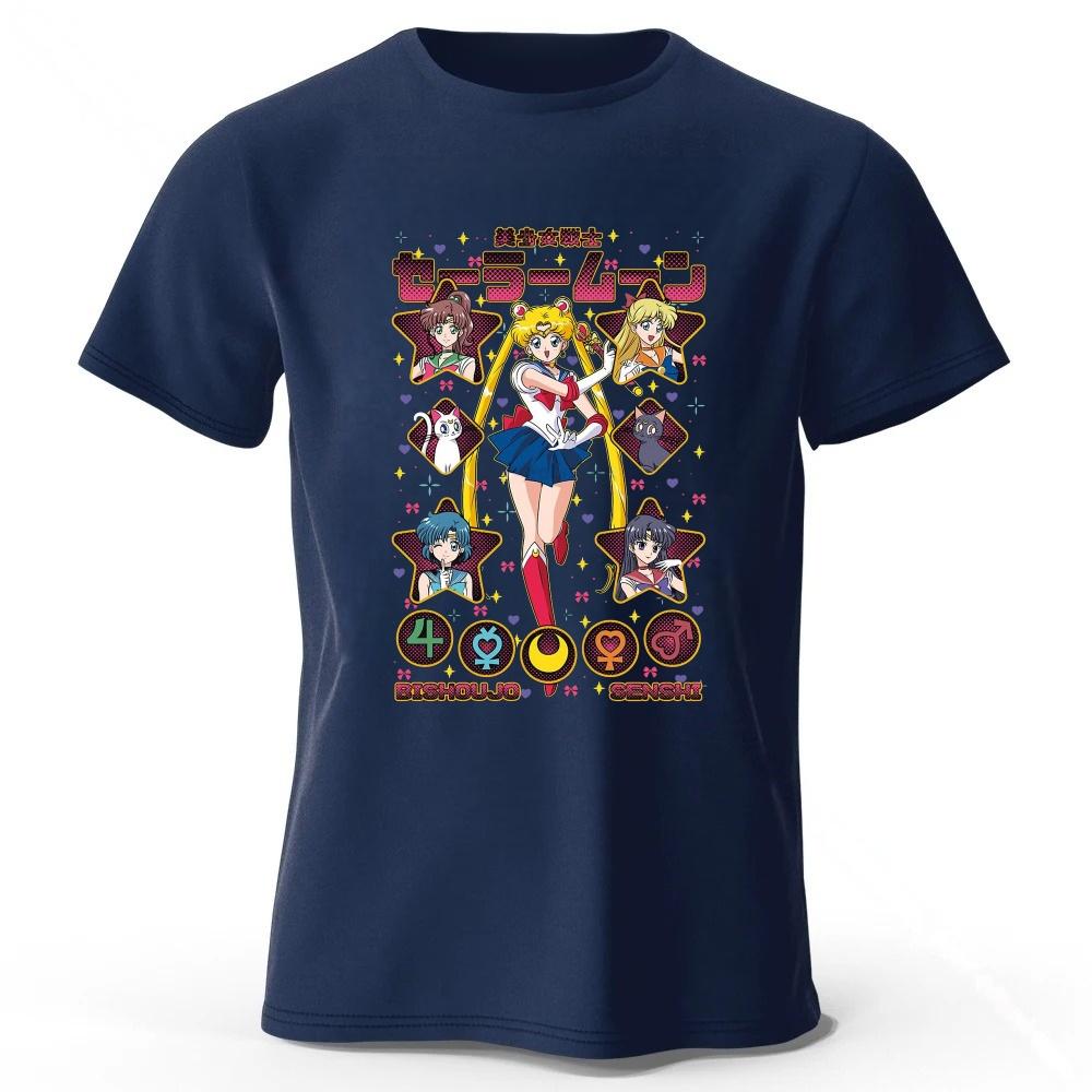 Sommer Neues Sailor Moon Retro Stil Reines Baumwoll T-Shirt Herren Damen Tägliche Mode Lässig Bequem Übergröße Kurze Ärmel