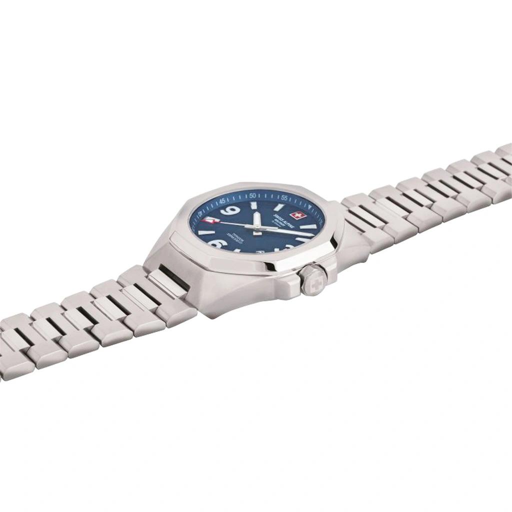 Swiss Alpine Military Typhoon Stainless Steel Blue Dial Quartz 7005.1135 100M Men's Watch