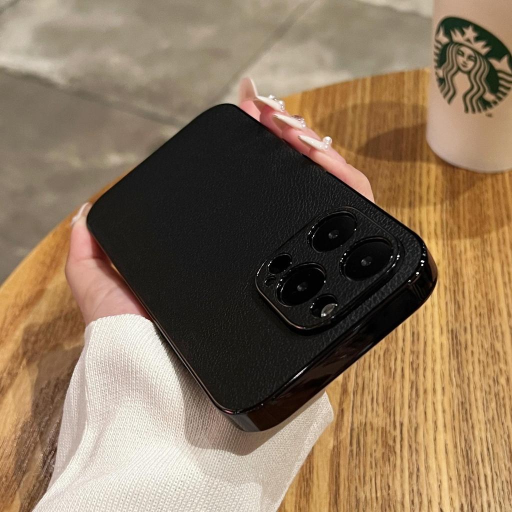 Electroplated Plain Leather Is Suitable for Apple 14promax Phone Cases, Iphone13 Anti-drop 12 Full Cover 14plus Protective Cases