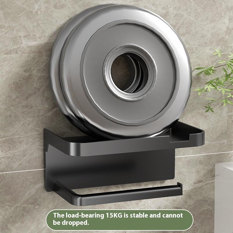 1pcs Black Toilet Paper Holder Bathroom Wall Mount Multifunction WC Paper Phone Holder Shelf Towel Roll Shelf Accessories