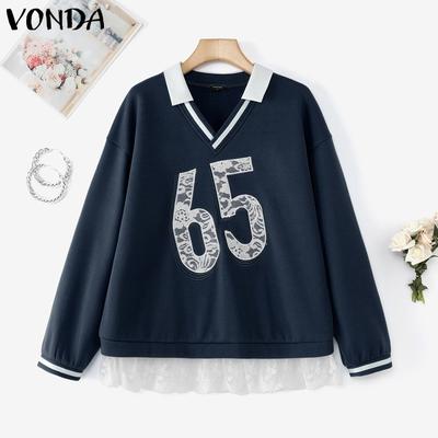 Oversized Women Autumn Lace Embroidery Long Sleeve Sweatshirts Pullovers