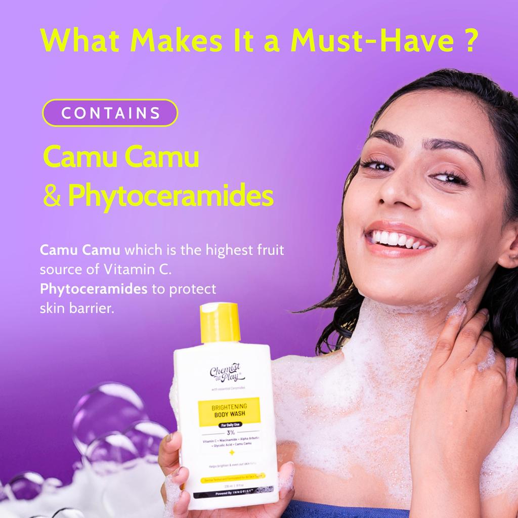 Chemist At Play Brightening Body Wash | Glowing Skin Vitamin C Bodywash| Women & Men | 236ml