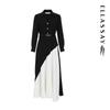 ELLASSAY Women's Black & White Color Block Acetate Long Sleeve Dress