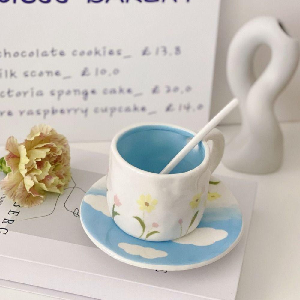 Hand Pinched Milk Mugs Ceramic Milk Tea Cup Ins Korean Style Oatmeal Breakfast Mug  Kitchen
