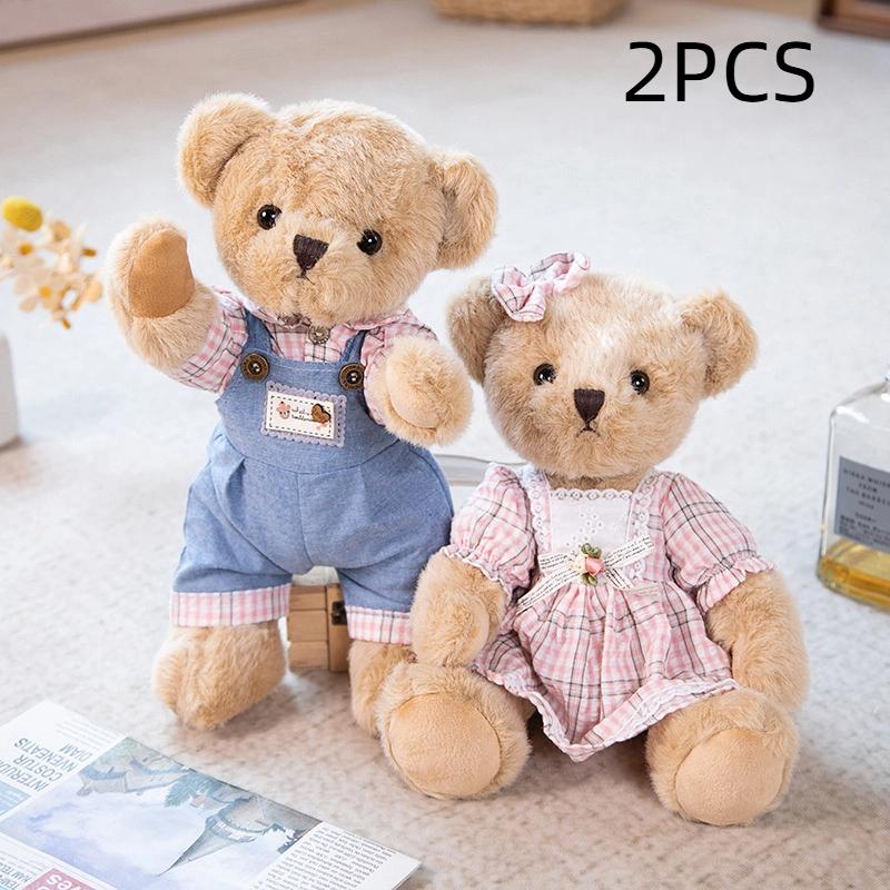 Double Plush Toy with Movable Joints Designed Cute Bear Cozy Home Decoration Perfect Toy for Little Girls And a Lovely Valentine