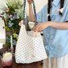 New Large Capacity Polka Dot Canvas Tote Bag Women Casual Shoulder Bag College Student School Book Bag