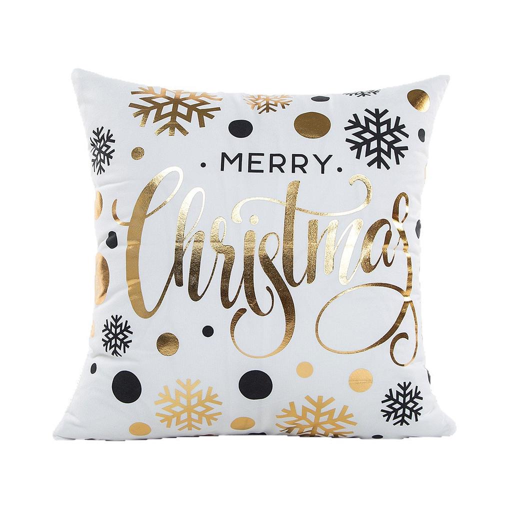 Christmas Atmosphere Bronzing Craftsmanship Festive Feel Pillow Cover Fabric Soft and Comfortable Home Sofa Pillow Bedside Cushion