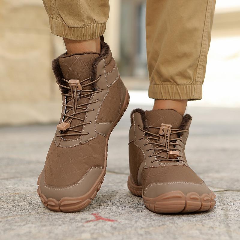 Men's and women's soft elastic winter warm cold padded snow boots thick-soled non-slip wear-resistant outdoor leisure sports five fingers cotton boots