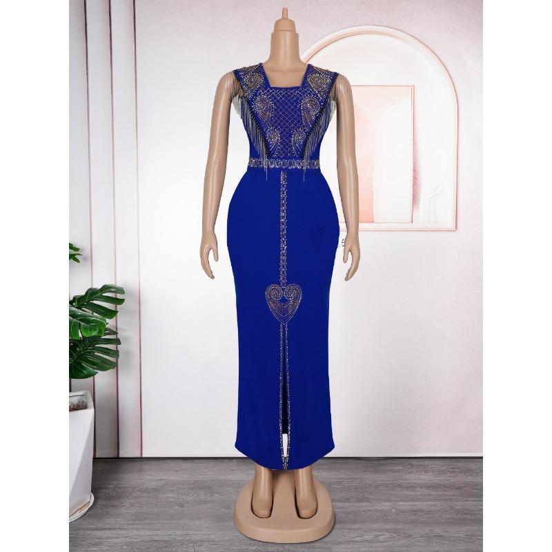 

Плюс Размер Женщин Новая Мода U Вырез Бедра Платье 3XL синий