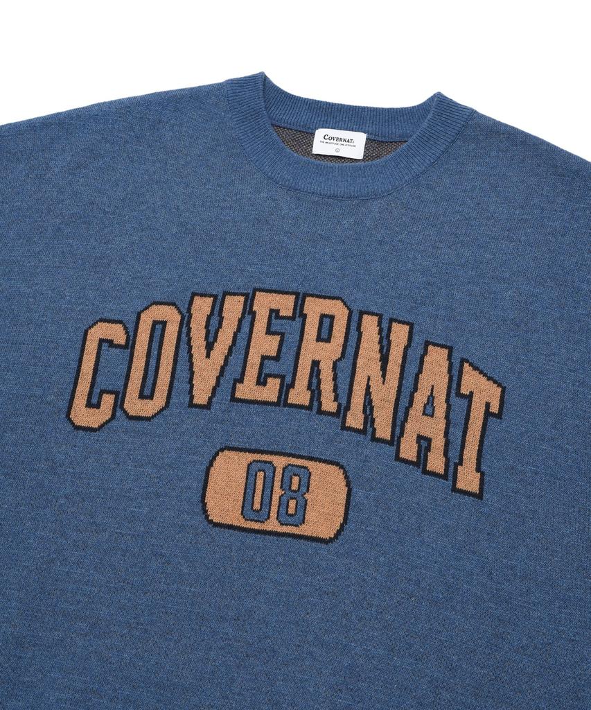 COVERNAT Arch Logo 08 Crew Neck Knit Blue