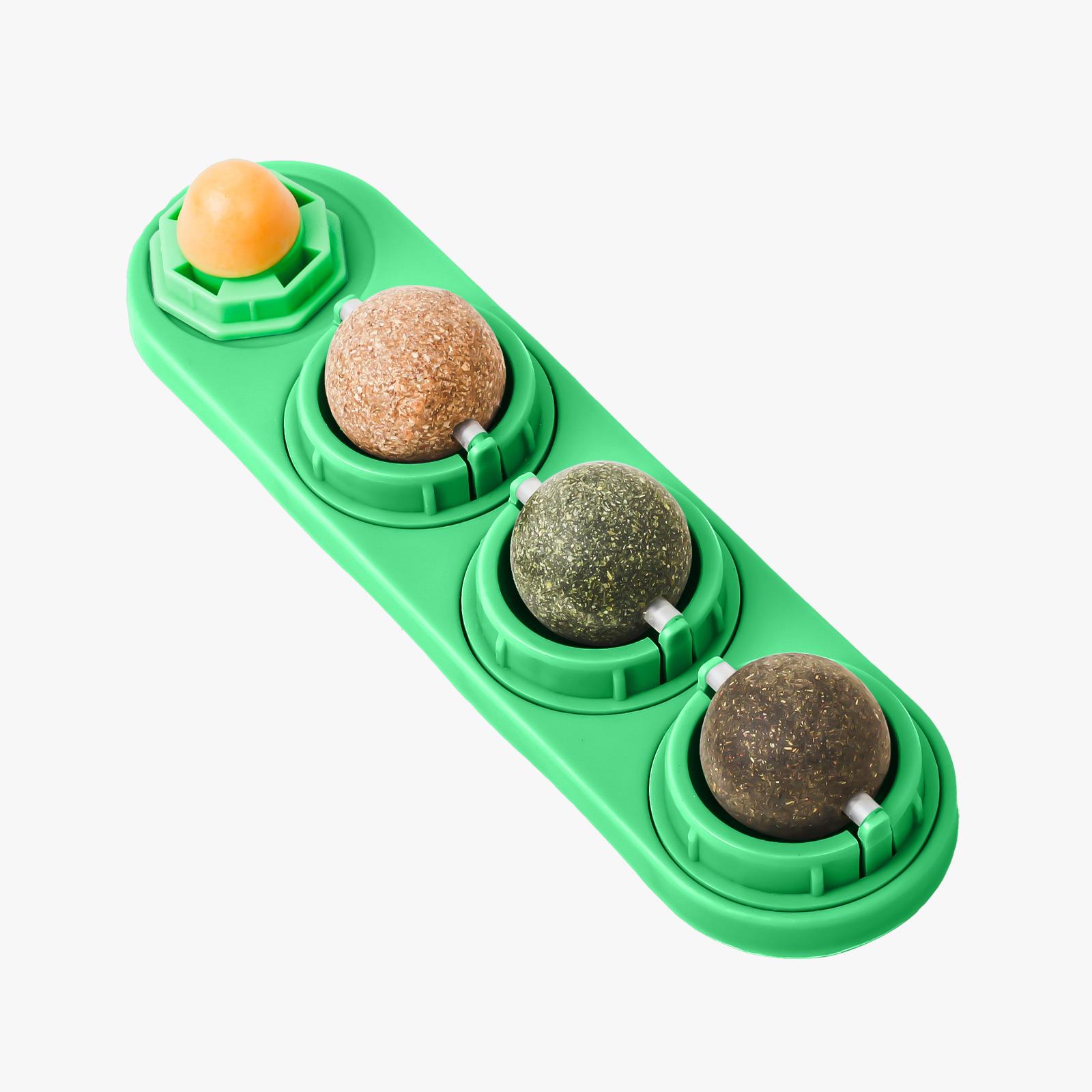 

Catnip Chew Toy Set Interactive Cat Toy with Multiple Catnip Balls and Durable Base for Cat Teeth Cleaning and Playtime Stimulation one size зелёный