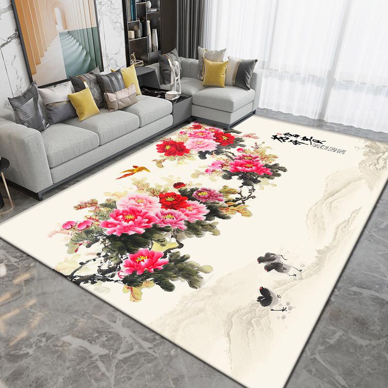 WTEMPO Retro Living Room Carpet  French Medieval Style Sofa Floor Mat Bedroom Bedside Carpet