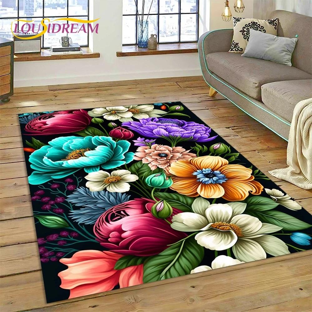3D Dream Sun Flowers Nordic Daisy Carpet Rug for Bedroom Living Room Home Sofa Decoration,Children Game Large Decor Floor Mat