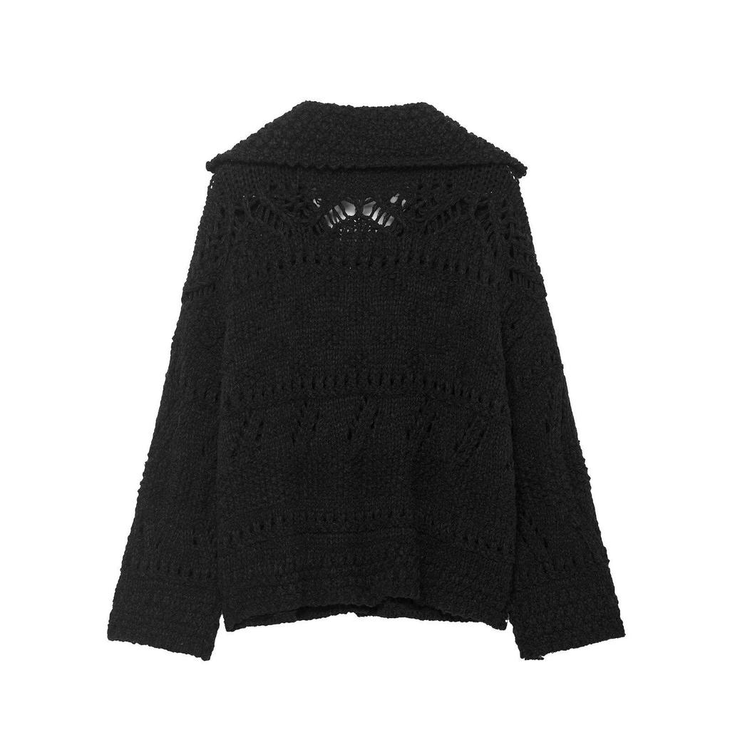 European Style Women's Thick Knit Hollow Cardigan - Autumn 2025 Collection