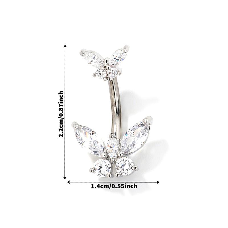 Butterfly Belly Button Rings Stainless Steel Navel Piercing Barbell For Women Zircon Belly Ring Sexy Body Jewelry Gifts