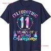 11 Years of Being Awesome Old 11th Birthday Tie Dye T Shirt  Vintage Washed Unisex Top For Everyday Wear Streetwear Stretched