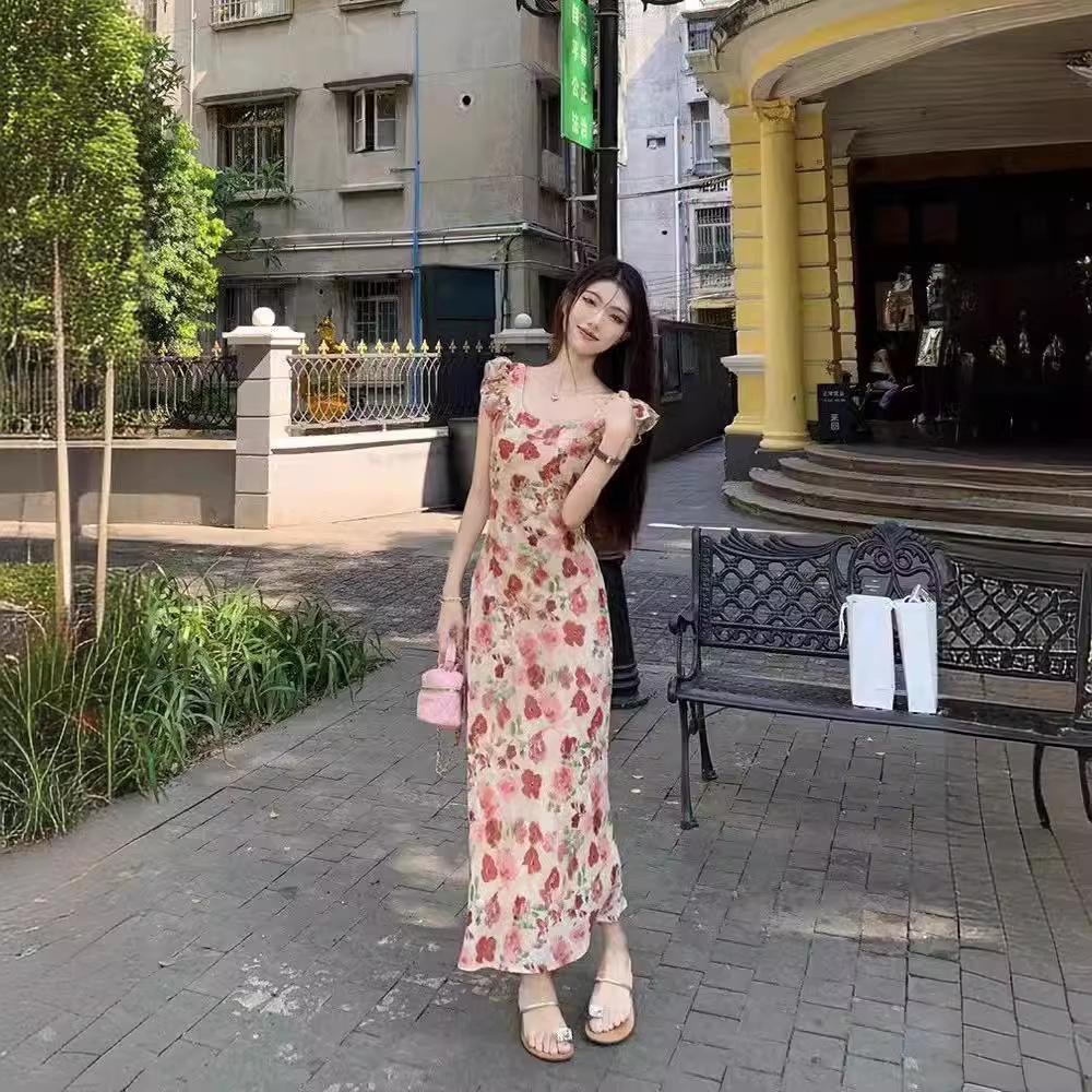 Women's Summer 2024 French-Inspired Seaside Long Dress