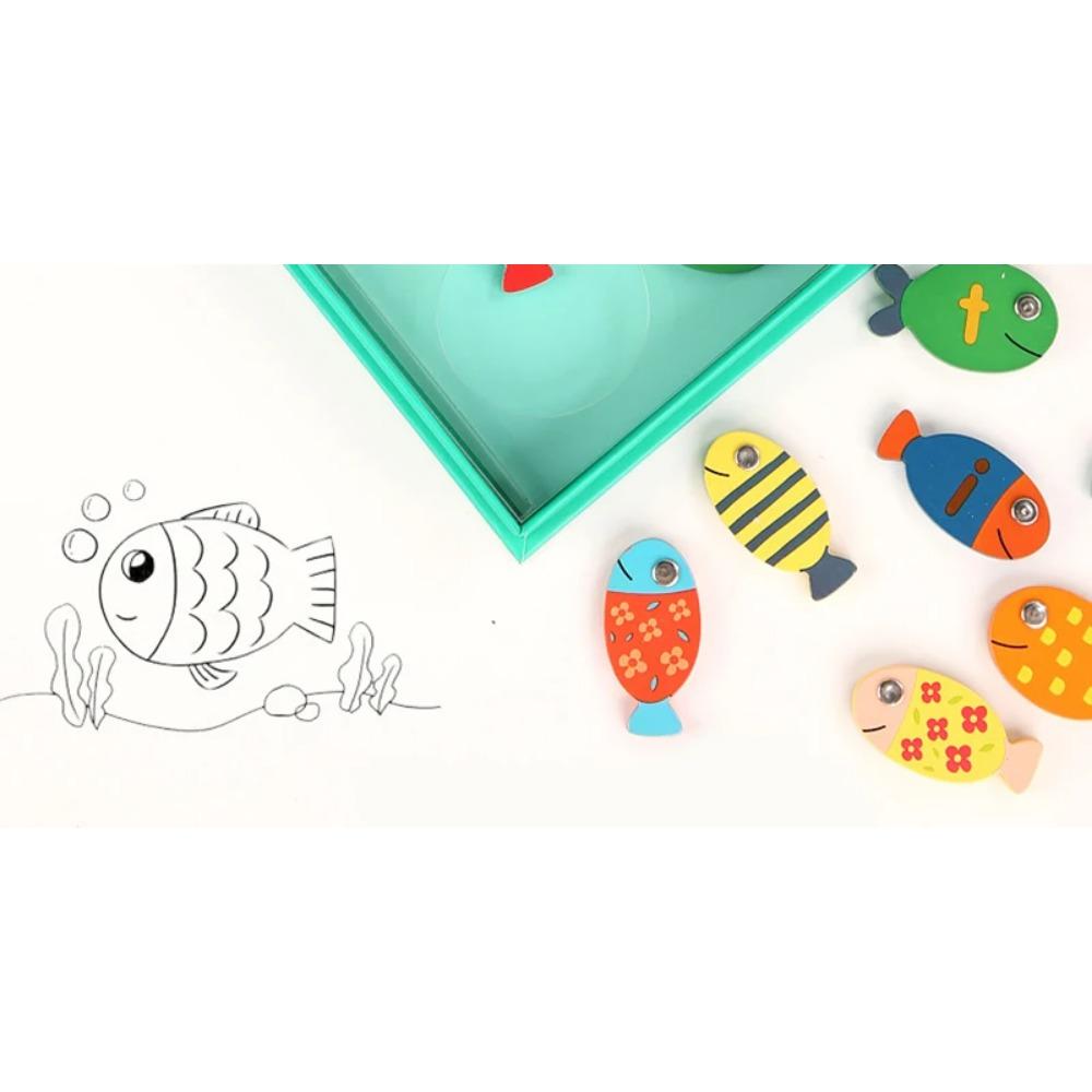 Kids Montessori Toy Wooden Magnetic Fishing Game Fine Motor Skill Counting Catch ABC Alphabet Fish Cognitive Toys Spelling Games