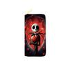 Portefeuille PU Nightmare Before Christmas pour Femme Long Portefeuille à Fermeture Éclair Pochette à Fermeture Éclair Unique Sac à Maquillage Impression Jack Skellington 3 pièces