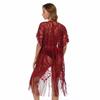 Lace Mesh Bohemian Shawl Tassel Sun-Protective Top Elegant Swimsuit Cover Up  Vacation