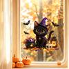 Decorative Glass Film Halloween Static Window Clings, Witch Black Cat Stickers, Reusable No Glue Indoor Ornament Stickers for Shop Store Home