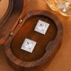 Women's 925 Silver-Plated Square Zircon Stud Earrings - Geometric Style Gift for Party & Birthday