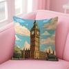London Fashion Cushion Cover Natural Linen Pillow Case DoubleSided Print Decorative Sofa Pillowcase Home Decor Gift