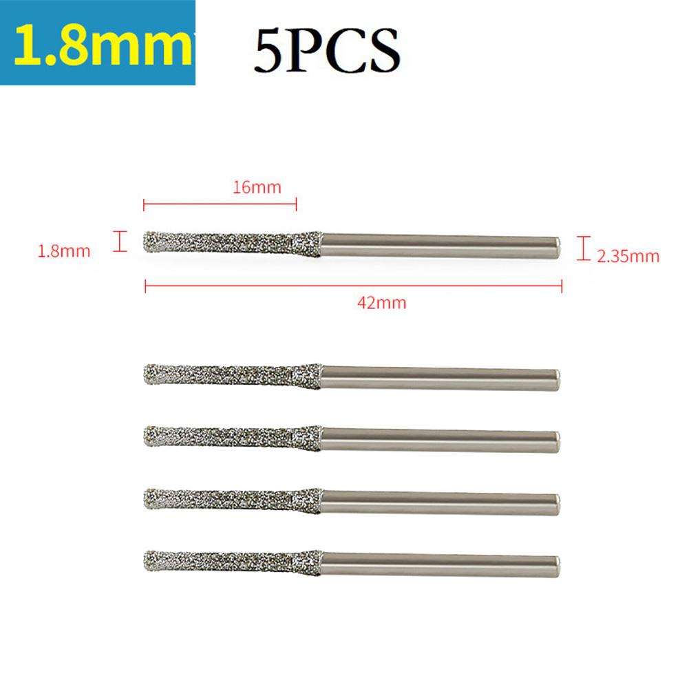 5 PCS 0.8-2.5mm Diamond Coated Drill Bits 2.35mm Shank For Glass Jade Amber Glass Diamond Punching Needle