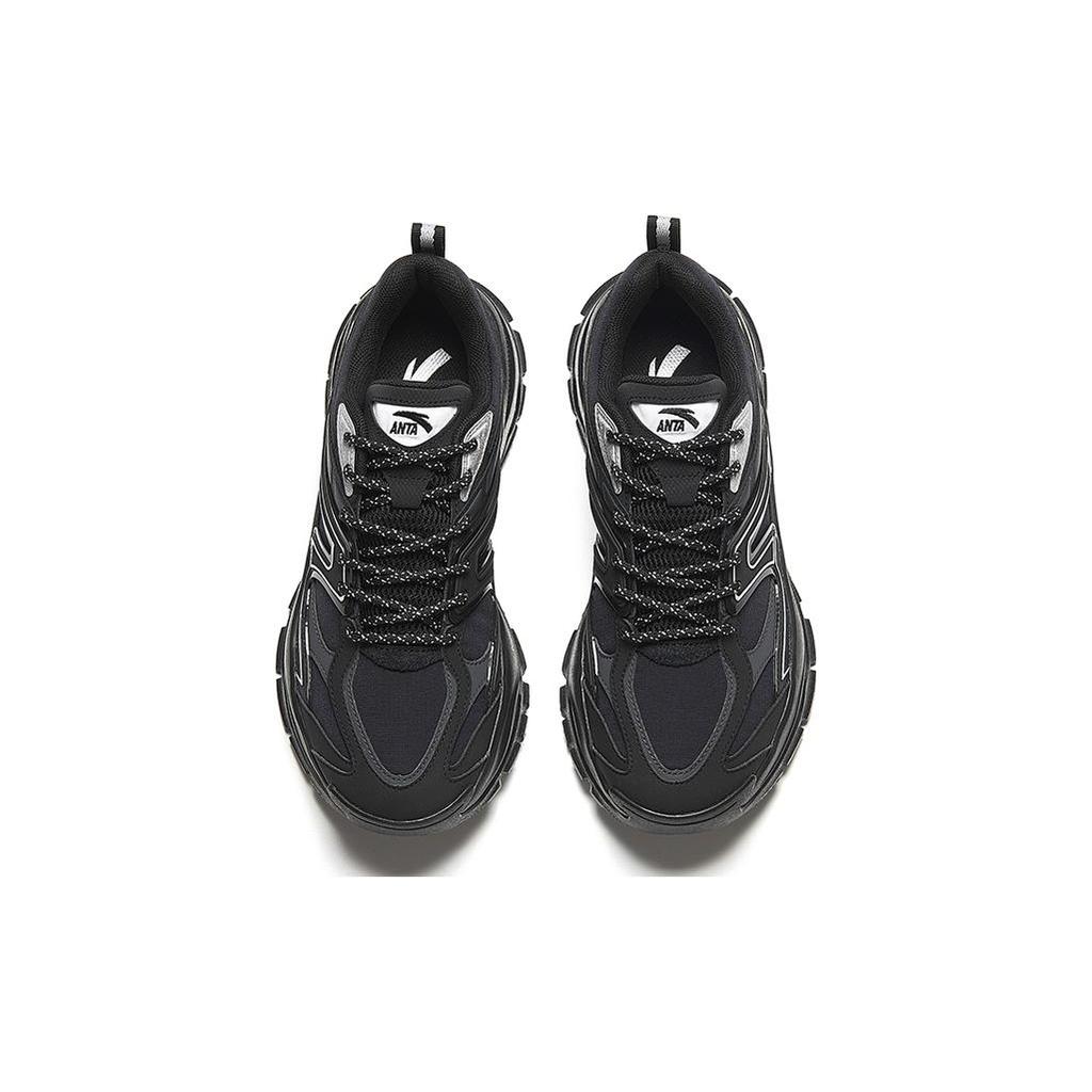 New Anta Hot Cushioning Wear Resistant Low Top Casual Shoes Men's Black Silver 912348806-4