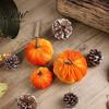 Realistic Halloween Pumpkin Decoration Small Velvet Thanksgiving Table Centerpiece, Soft Stuffed for Display Fall Harvest Farmhouse Decor
