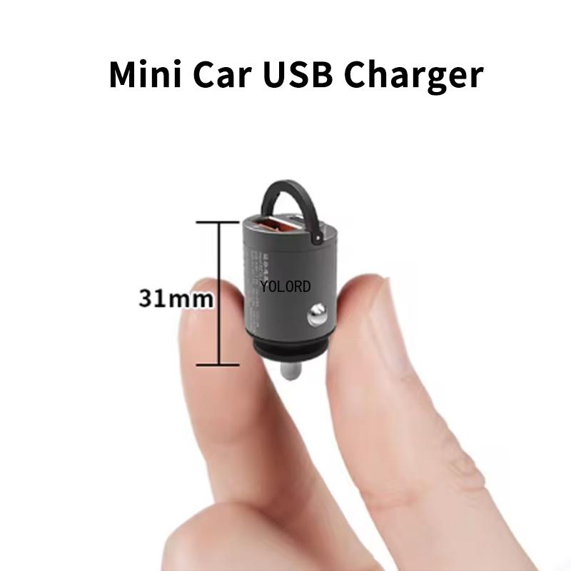 Mini Car USB Mobile Phone Charger 31mm Power Adapter 45W Hidden Installation USB+PD
