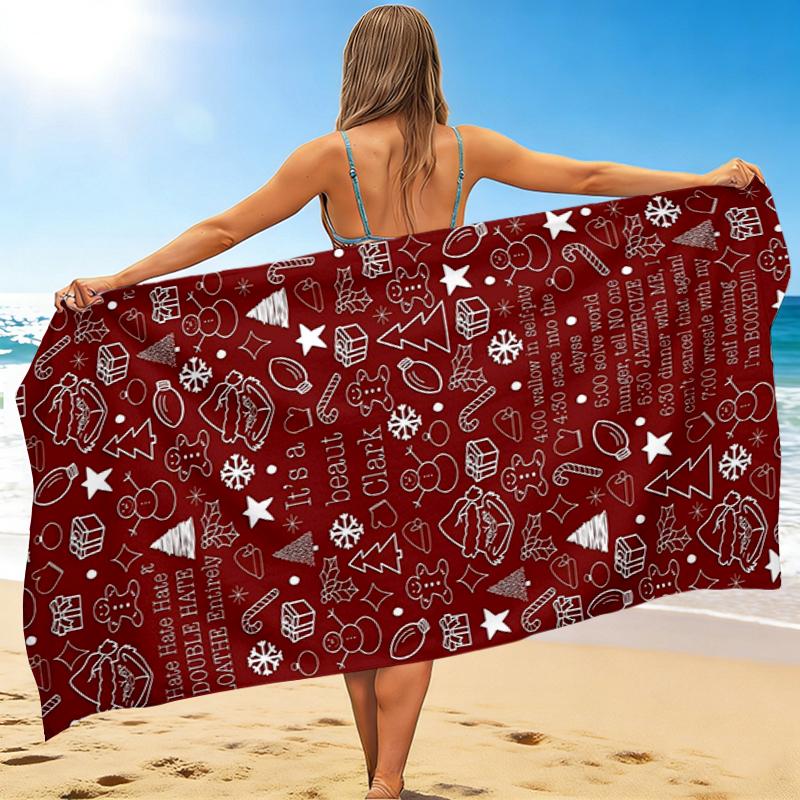 1Pc Christmas Greetings Card Beach Towel Quick Dry Multiuse For Beach Pool Gym Yoga Home Travel Christmas Halloween Xmas Gift S177