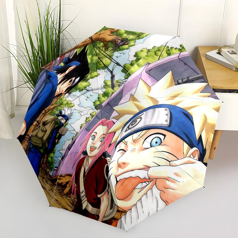 1 PC Automatic Folding Umbrella - Naruto Pattern Portable Foldable Design With 8 Ribs Christmas Birthday Gifts