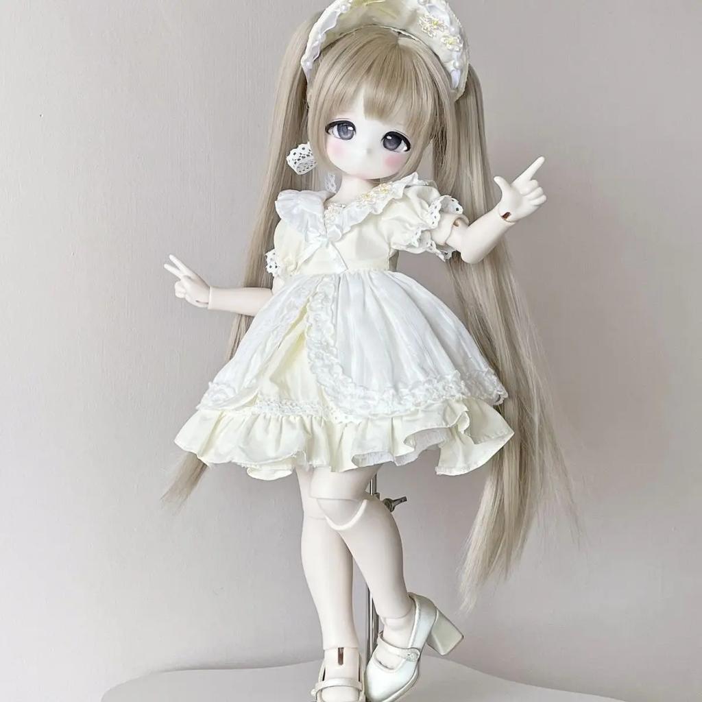 1/4 Doll's Clothes Suit for 45cm Bjd Doll Dress Up Toys Play House Headwear + Skirt + Skirt Support Doll Accessories, No Doll