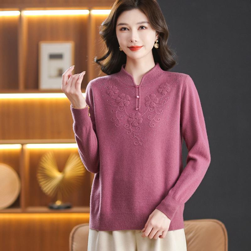 

Mom s Extra Thick Wool Sweater for Middle-Aged Women - 2025 Winter Knitted Top 2XL [125-135 lbs]