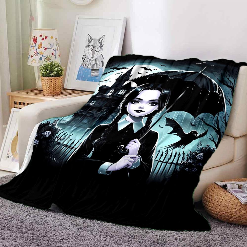 Gothic Girl Umbrella Flannel Blanket Super Soft Warm Cozy Blanket For Sofa Bed Office Travel Allseason Home Decor Gift