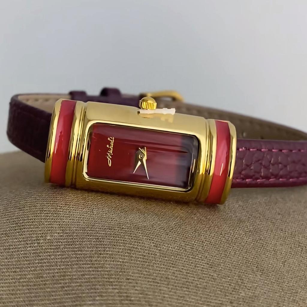 Vintage Slim Rectangle Quartz Watch for Women Elegant Leather Strap Small Bar Wristwatch Minimalist Luxury Daily Dress Ladies Watch