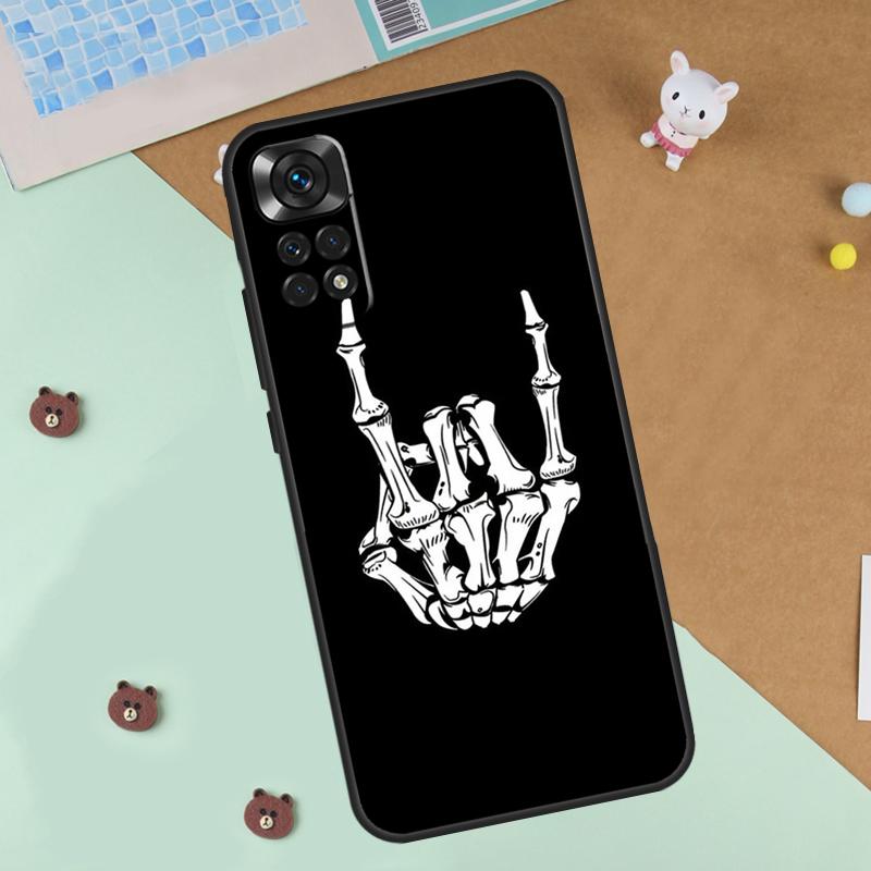 

Rock Roll Skull Case For Xiaomi Redmi 14C 10C 12C 13C Cover For Redmi Note 14 Pro 13 9 10 11 12 10S 11S 12S Redmi Note 10 4G