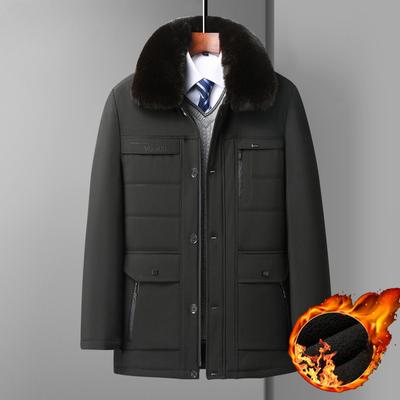 Middle-aged Men's Lamb Fleece Jacket, Padded Jacket, Dad's Padded Jacket, Men's Jacket, Elderly Coat, Mid-length Padded Jacket