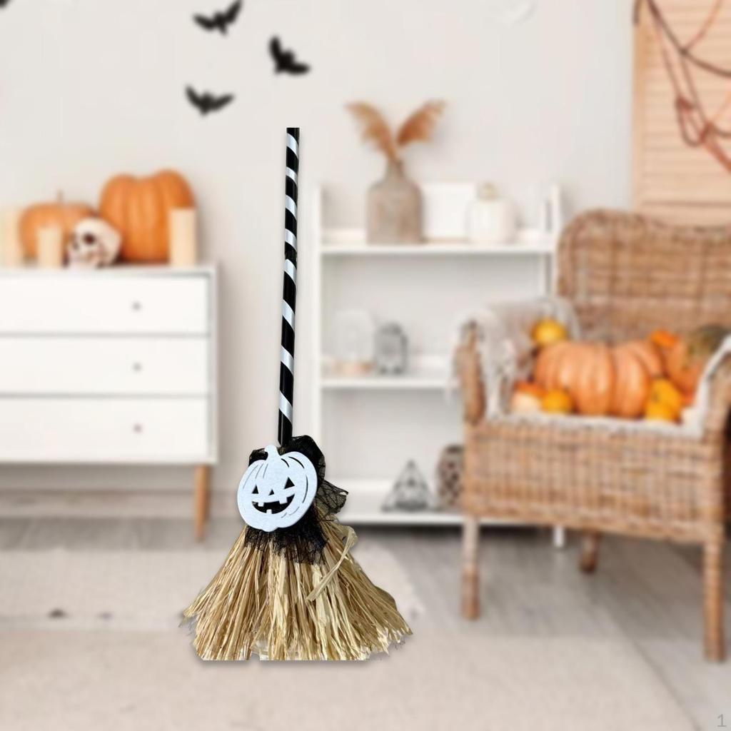 Halloween Witch Broom Cosplay Props 80cm Tall Auto Rotate Decor Flying for Festival
