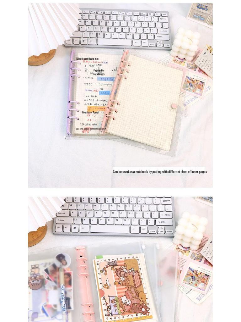 Glittery Transparent PVC 6-Ring A5/A6 Student Notebook & Journal