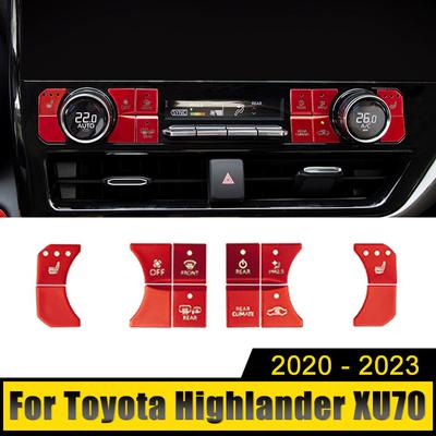 Bouton de Commande d'Interrupteur de Climatisation de Tableau de Bord de Voiture Ajuster Garnitures Autocollants Pour Toyota Highlander XU70 2020 2024 2024 2024