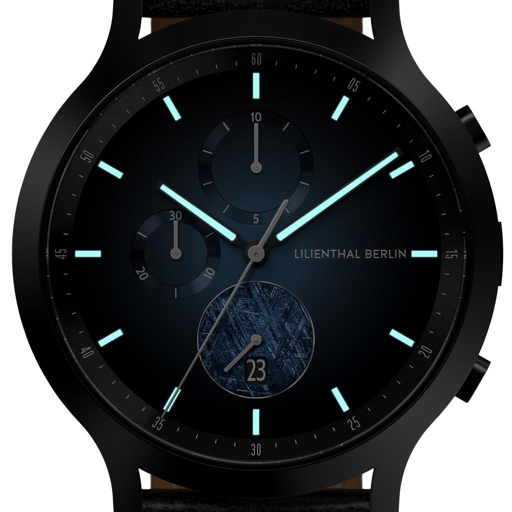 Zegarek Chronograf Data Meteorite Made in Germany Czarny [Lillianthal Berlin] C01-024-B004C Męski