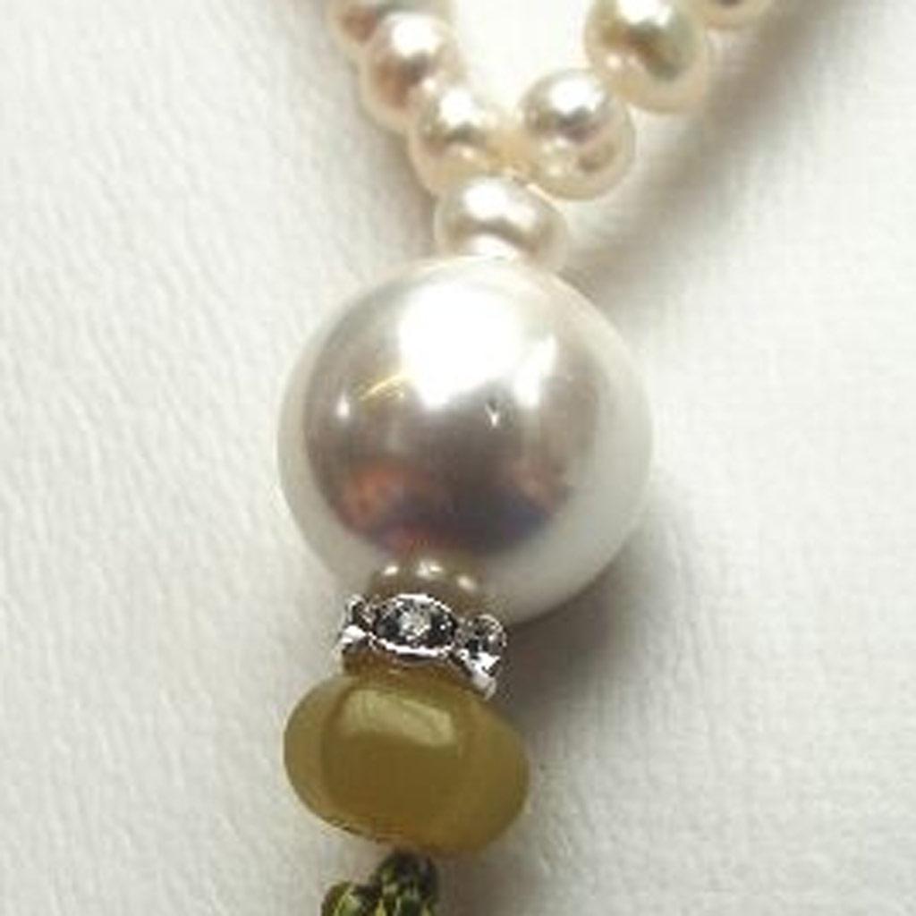 Les Trésors De Lily [B8938] - White Green 'Mineralia' Necklace