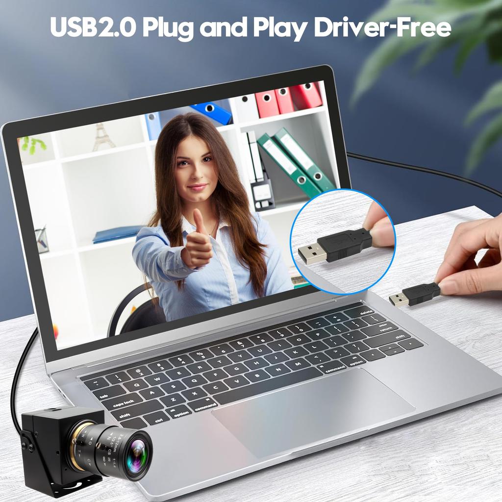 ELP 4K USB Webcam 5X Manual Optical Zoom Variable 2160P Ultra High UVC with CMOS IMX 415 Plug and Linux Camera, 2.8-12mm Lens, Definition, Sensor,