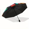 1pc Vibrant Squirrel Art Umbrella - Automatic Folding, 8-Rib Design, Colorful Floral & Leaf Pattern, Portable & Foldable for O