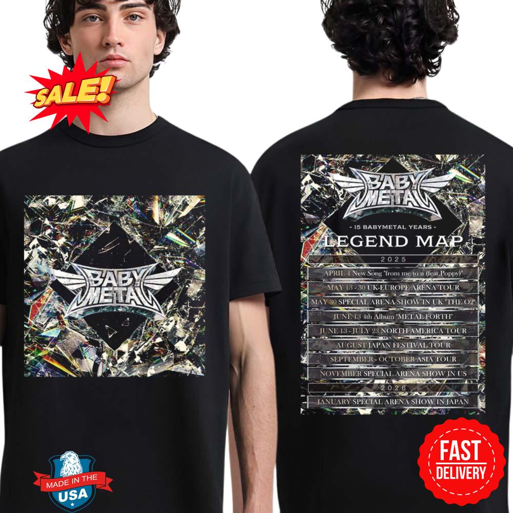 Babymetal 15 Babymetal Years Anniversary Legend Map 2025 Fox Day T-Shirt XL